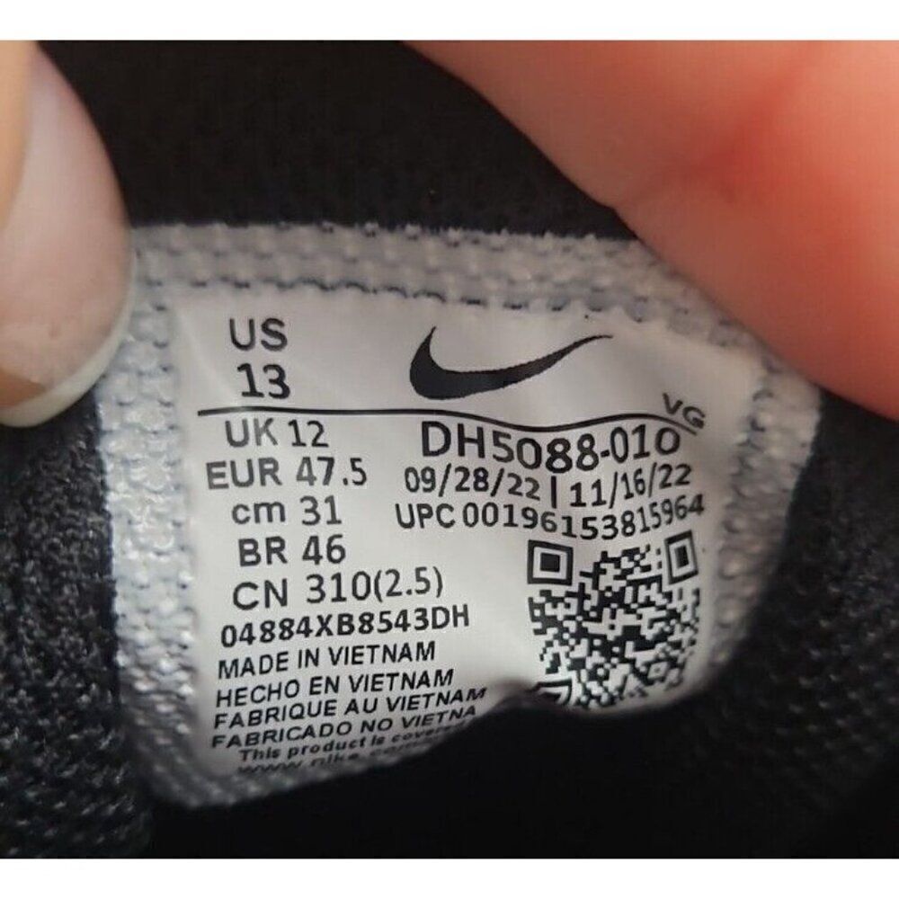 NIKE VAPOR EDGE SHARK 2 BLACK-WHITE-GREY FOOTBALL CLEATS Men's Size 13 - Picture 8 of 8